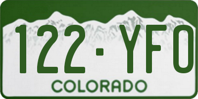 CO license plate 122YFO