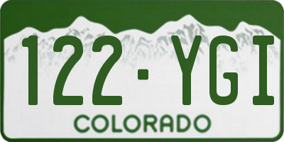 CO license plate 122YGI