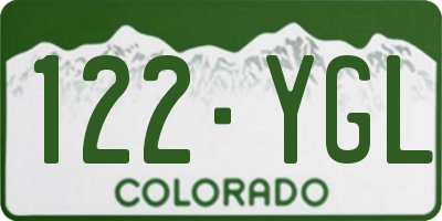CO license plate 122YGL
