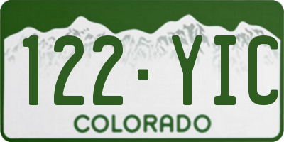 CO license plate 122YIC