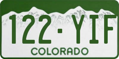 CO license plate 122YIF