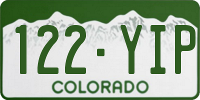 CO license plate 122YIP