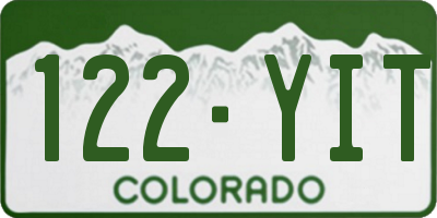 CO license plate 122YIT