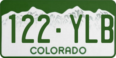 CO license plate 122YLB