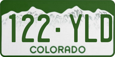 CO license plate 122YLD