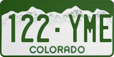 CO license plate 122YME