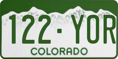 CO license plate 122YOR