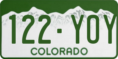 CO license plate 122YOY
