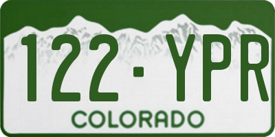CO license plate 122YPR