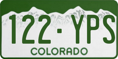 CO license plate 122YPS