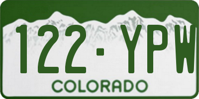CO license plate 122YPW