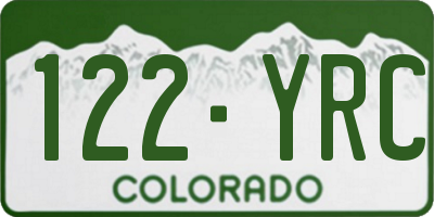 CO license plate 122YRC
