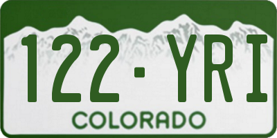 CO license plate 122YRI