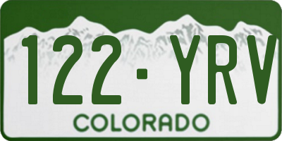CO license plate 122YRV