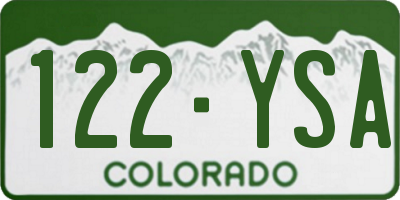 CO license plate 122YSA
