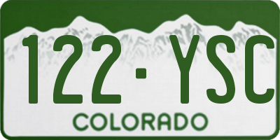 CO license plate 122YSC