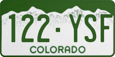 CO license plate 122YSF