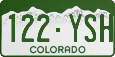 CO license plate 122YSH
