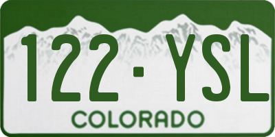 CO license plate 122YSL