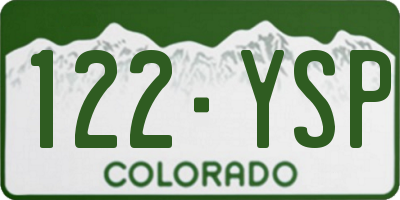 CO license plate 122YSP