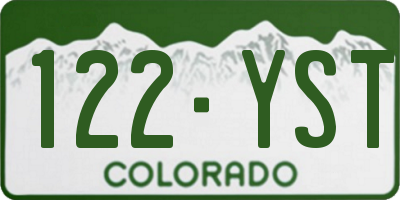 CO license plate 122YST