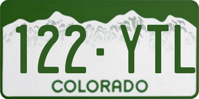 CO license plate 122YTL