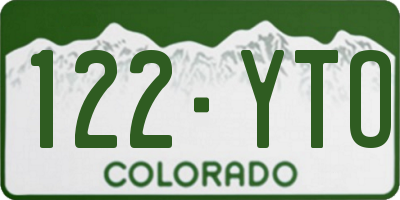 CO license plate 122YTO