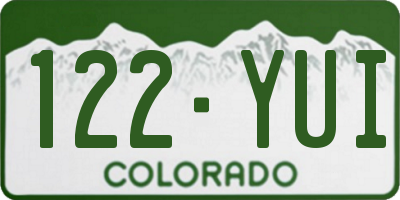 CO license plate 122YUI