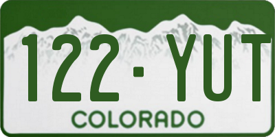 CO license plate 122YUT