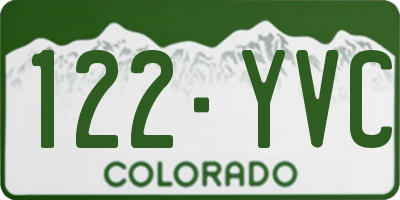 CO license plate 122YVC