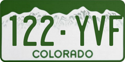 CO license plate 122YVF
