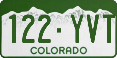 CO license plate 122YVT