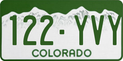 CO license plate 122YVY