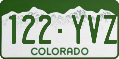 CO license plate 122YVZ