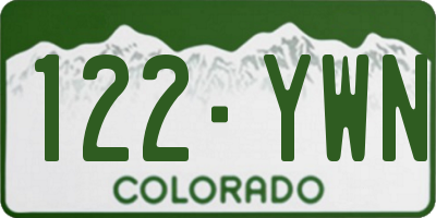 CO license plate 122YWN