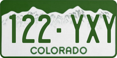 CO license plate 122YXY