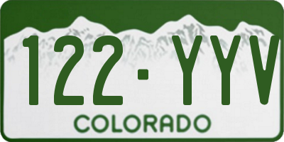CO license plate 122YYV