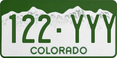 CO license plate 122YYY