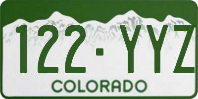 CO license plate 122YYZ