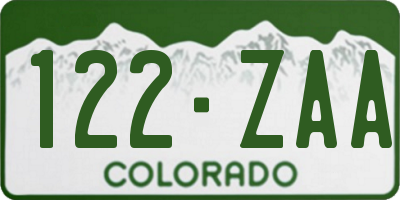 CO license plate 122ZAA