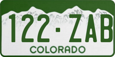 CO license plate 122ZAB