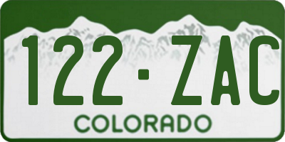 CO license plate 122ZAC