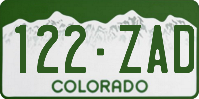 CO license plate 122ZAD