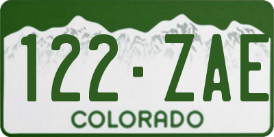 CO license plate 122ZAE