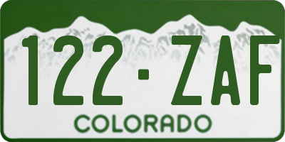 CO license plate 122ZAF