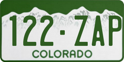 CO license plate 122ZAP