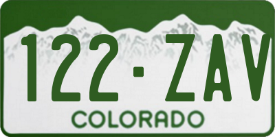 CO license plate 122ZAV