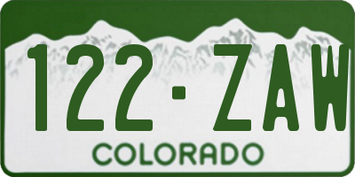 CO license plate 122ZAW