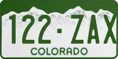 CO license plate 122ZAX