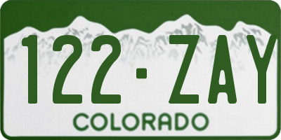 CO license plate 122ZAY